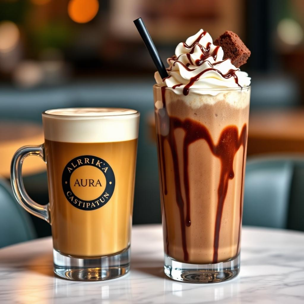 Signature brownie shake and cappuccino